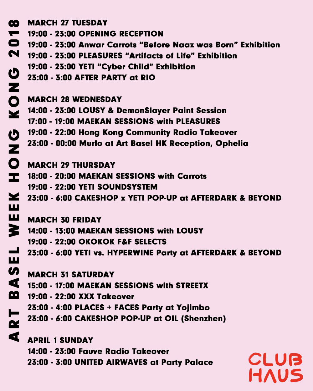 This week's takeover schedule